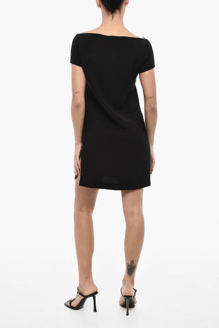 Vestito Mini a Tinta Unita con Pizzo