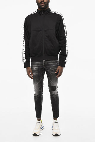 Mock-Neck Sweatshirt With Logo Bands