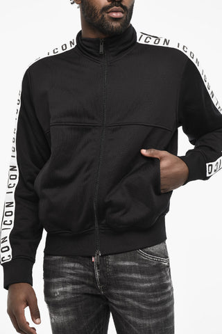 Mock-Neck Sweatshirt With Logo Bands