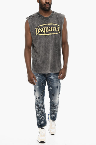 Vintage Effect Tank Top with Studs