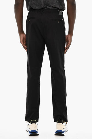 Pantaloni In Cotone con Zip Effetto Dorata