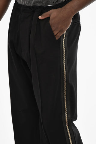 Pantaloni In Cotone con Zip Effetto Dorata