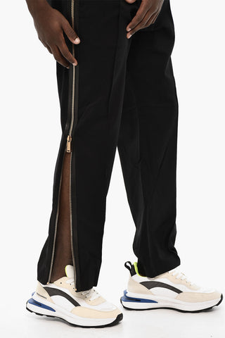 Pantaloni In Cotone con Zip Effetto Dorata