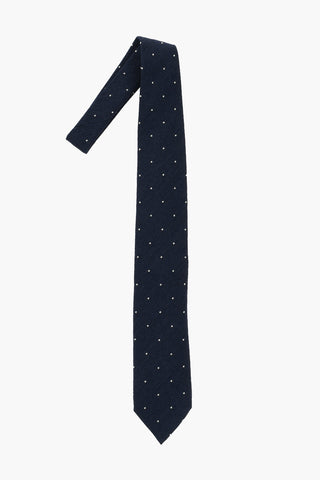 Cravatta in Misto Cotone con Pois Ricamati