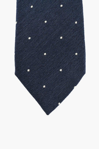Cravatta in Misto Cotone con Pois Ricamati