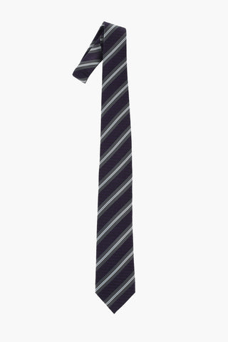 Oblique Striped Silk Tie and Pocket Square Set
