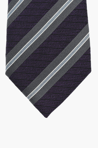 Oblique Striped Silk Tie and Pocket Square Set