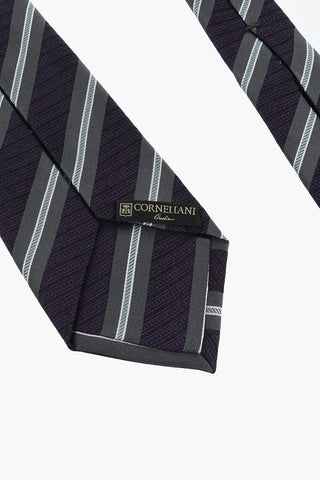Oblique Striped Silk Tie and Pocket Square Set
