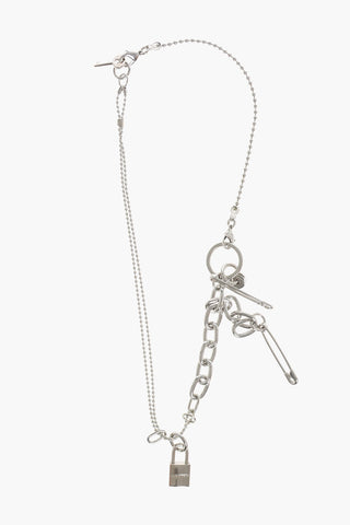 Silver-Tone Effect Metal Necklace with Pendants