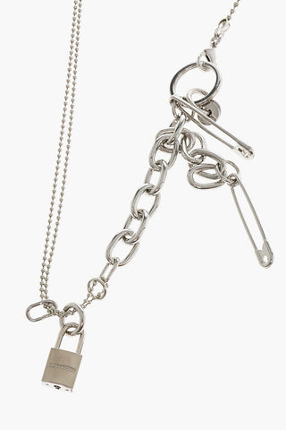 Silver-Tone Effect Metal Necklace with Pendants