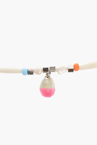 Necklace Embellished with Beads and Shell-Shaped Pendant