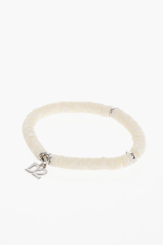 Beaded Anklet with Silver-Tone D2 Logo