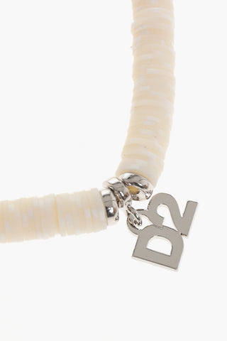 Beaded Anklet with Silver-Tone D2 Logo