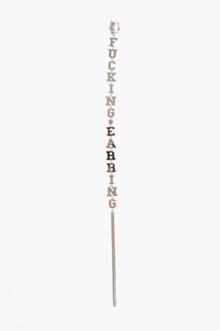 Metal FUCKING EARRING Long Single Clip-On Earring with Crystals