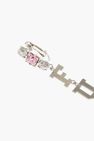 Metal FUCKING EARRING Long Single Clip-On Earring with Crystals