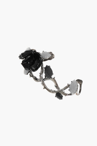 Metal Single Clip-On GOTHIC FLOWER Earring with Rose-Shaped Design