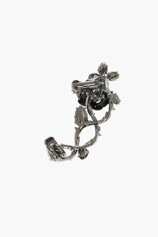 Metal Single Clip-On GOTHIC FLOWER Earring with Rose-Shaped Design