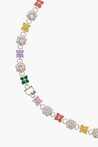 Metal Necklace with Crystals and Multicolor Charms 