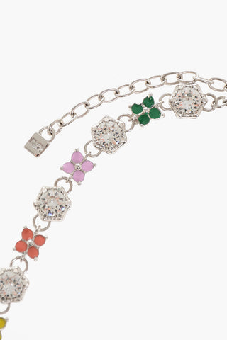 Metal Necklace with Crystals and Multicolor Charms 
