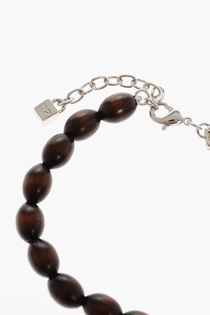 Cavigliera in Metallo con Dettagli in Legno e Strass