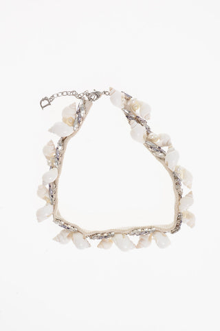 Choker Necklace Embellished with Shells and Rhinestones