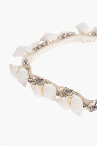Choker Necklace Embellished with Shells and Rhinestones