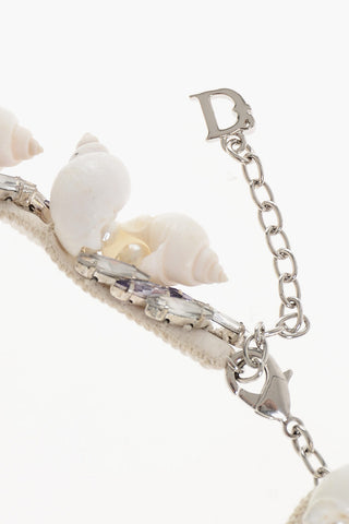 Choker Necklace Embellished with Shells and Rhinestones