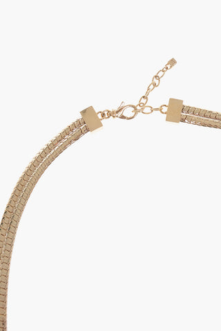 Golden-Effect Metal Opera Necklace with Resin Details