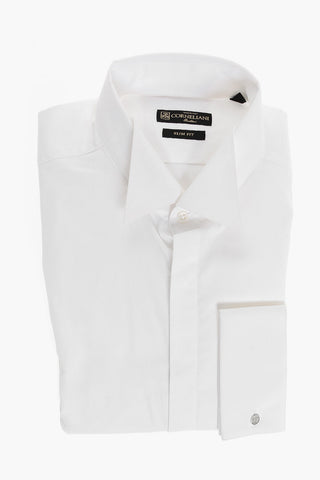 Wing-tip Cotton Shirt with Hidden Buttoning