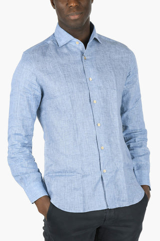 ID Camicia in Puro Lino con Collo Francese
