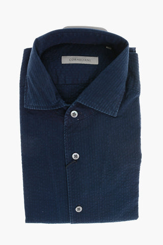 Jacquard Cotton Shirt with Standard Collar
