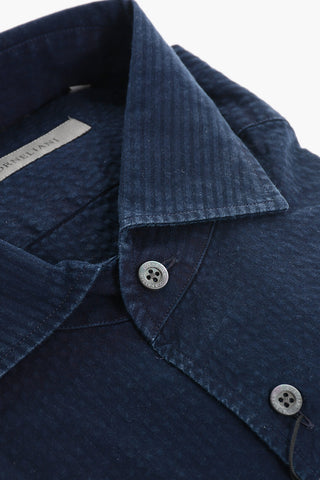 Jacquard Cotton Shirt with Standard Collar