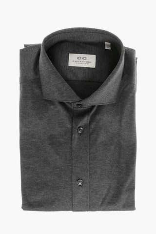 CC COLLECTION Cotton Jersey Shirt with Standard Collar