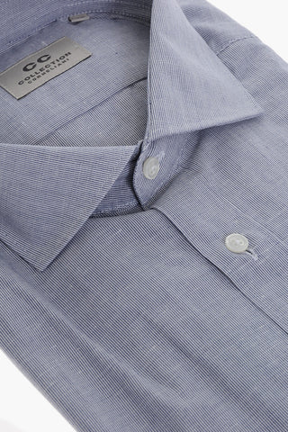 CC COLLECTION Hairline Patterned Linen Blend Shirt