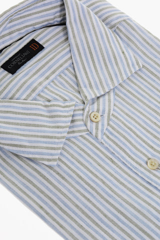 ID Awning Striped Cotton Shirt with Breast-pocket