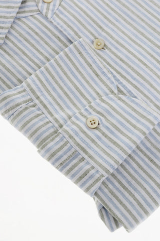 ID Awning Striped Cotton Shirt with Breast-pocket