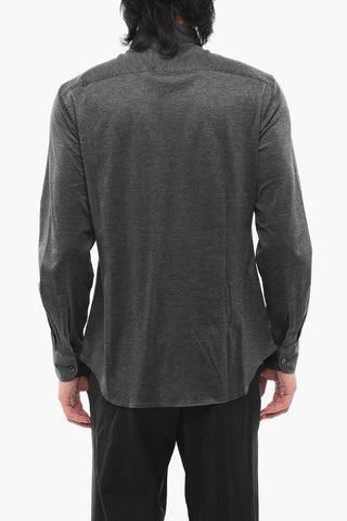 Bird's Eye Cotton Shirt with Standard Collar