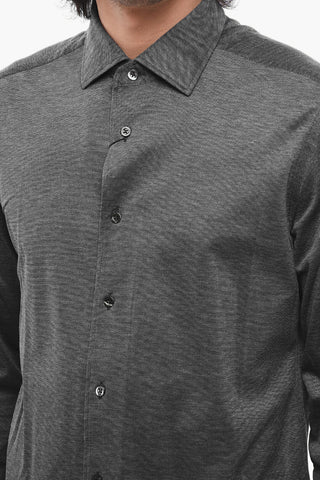 Bird's Eye Cotton Shirt with Standard Collar