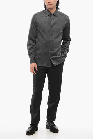Bird's Eye Cotton Shirt with Standard Collar