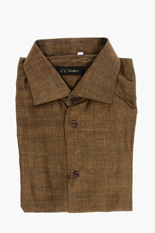CC BROTHERS Linen Blend Shirt with Standard Collar