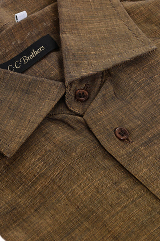 CC BROTHERS Linen Blend Shirt with Standard Collar