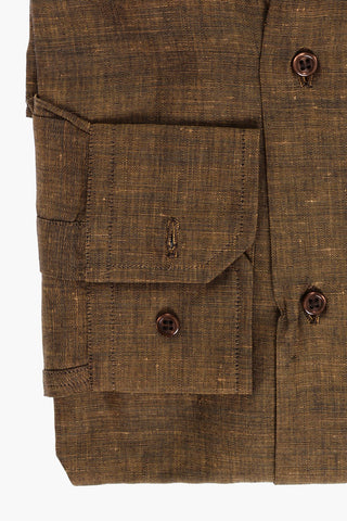 CC BROTHERS Linen Blend Shirt with Standard Collar
