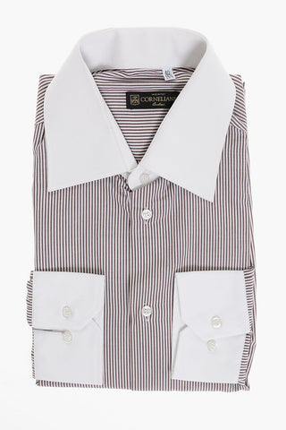 Camicia in Cotone a Righe con Dettagli a Contrasto
