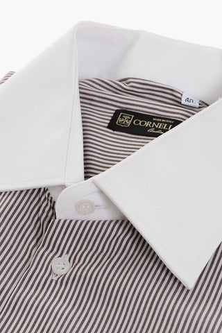 Camicia in Cotone a Righe con Dettagli a Contrasto