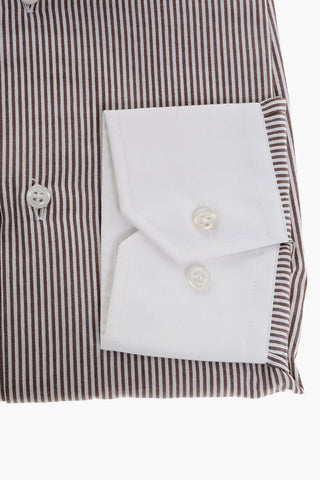 Camicia in Cotone a Righe con Dettagli a Contrasto