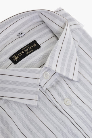Cotton Shirt with Balanced Stripe Motif