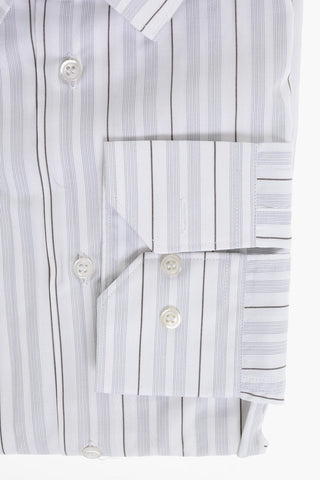 Cotton Shirt with Balanced Stripe Motif