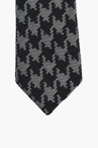 CC COLLECTION Houndstooth Patterned Pocket Square and Tie Set