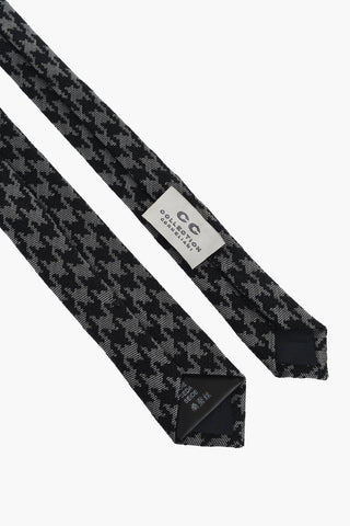CC COLLECTION Houndstooth Patterned Pocket Square and Tie Set
