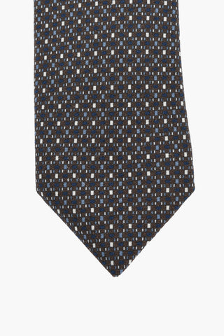 CC COLLECTION Geometric Patterned Jacquard Silk Blend Tie